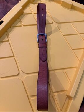 Adjustable Burgundy Leather Belt with Silver Buckle